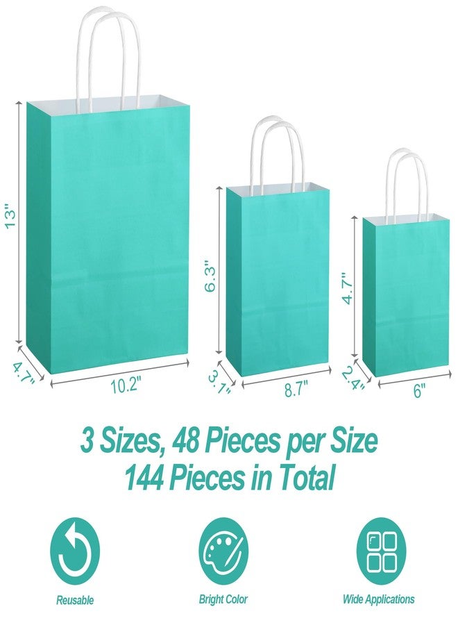 MIMIND 144 Pieces Teal Blue Gift Bags with Handles Assorted Sizes Mint Turquoise Paper Bags Bulk Teal Party Supplies Baby Shower Birthday Wedding Merchandise Bags Retail Shopping Bags Favor Bags - Image 2